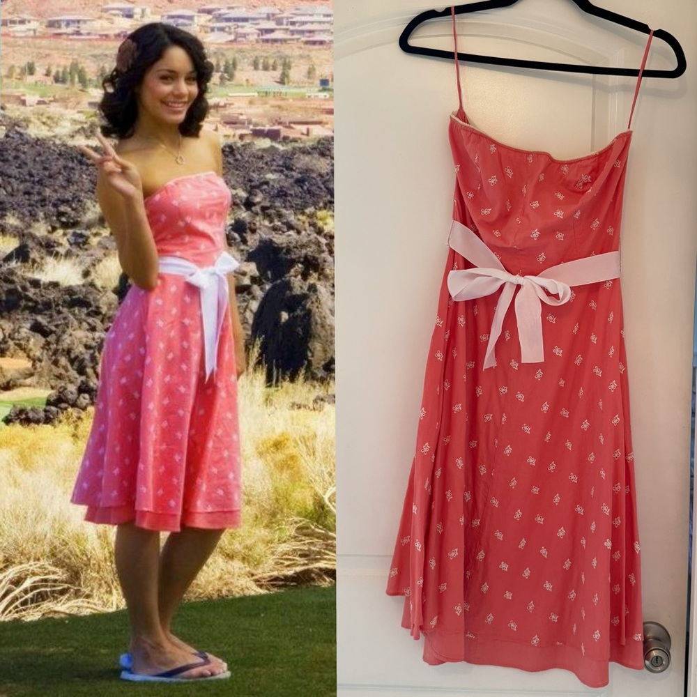 Coral Floral Strapless Dress